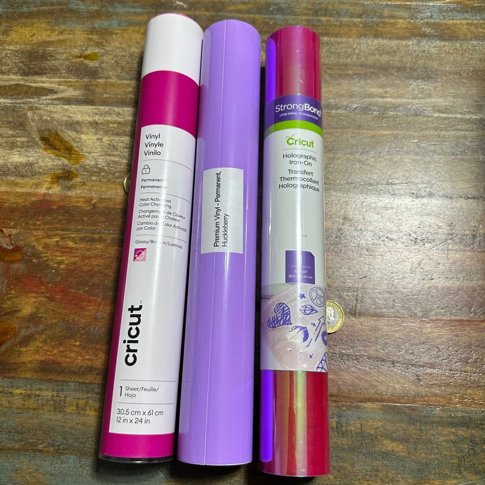 Cricut Vinyl Lot Heat Activated Magenta Huckleberry Dahlia Holographic Iron-On